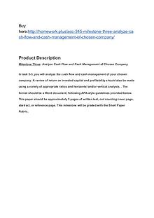 ACC 345 Milestone Three Analyze Cash Flow and Cash Management of Chos