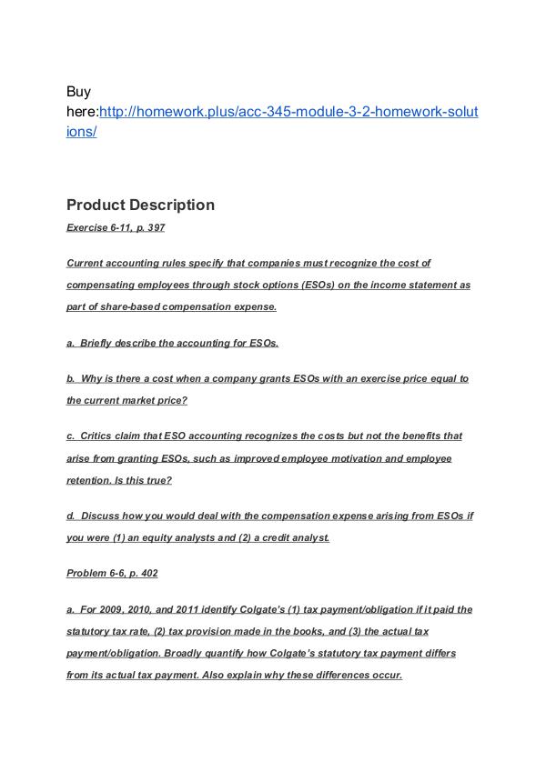 ACC 345 Module 3-2 Homework (solutions) SNHU