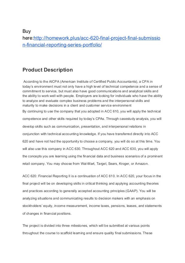 ACC 620 Final Project Final Submission Financial Reporting Series Por SNHU