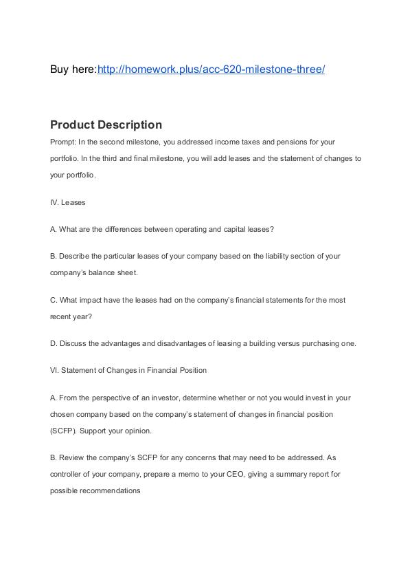 ACC 620 Milestone Three SNHU