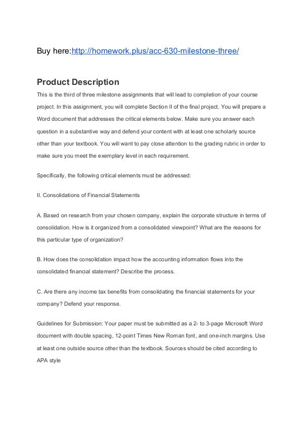 ACC 630 Milestone Three SNHU