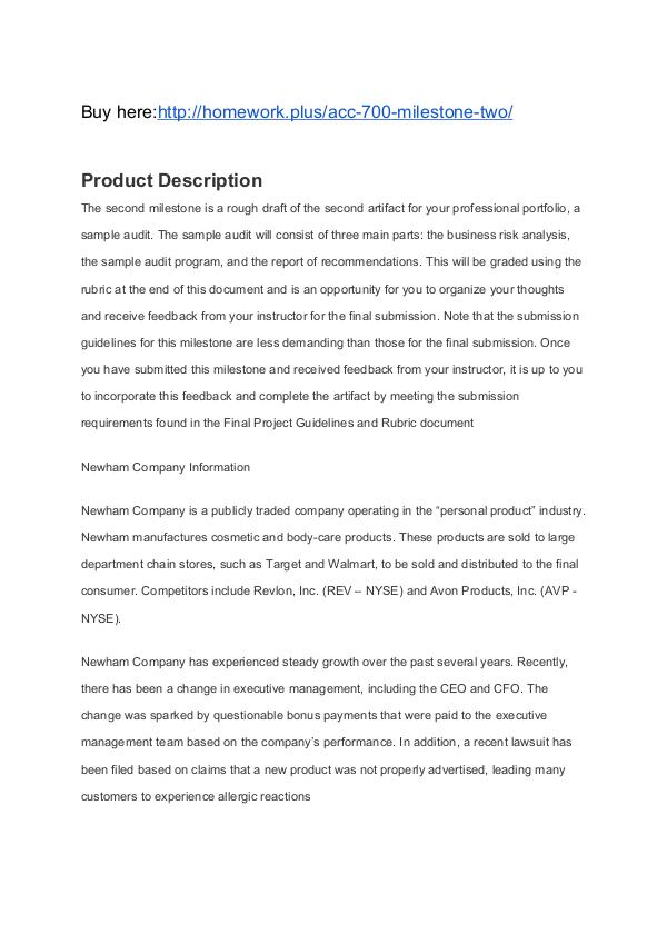 ACC 700 Milestone Two SNHU