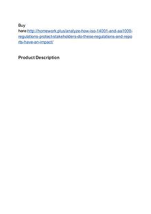 Analyze how ISO 14001 and AA1000 regulations protect stakeholders. Do