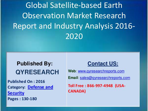 Global BIPV Market 2016 Analysis, Regional Outlook and Strategies Global Satellite-based Earth Observation Market