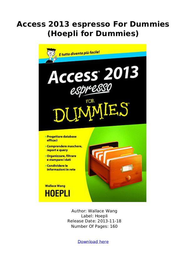 [DOWNLOAD] PDF [DOWNLOAD] PDF Access 2013 espresso For Dummies (H