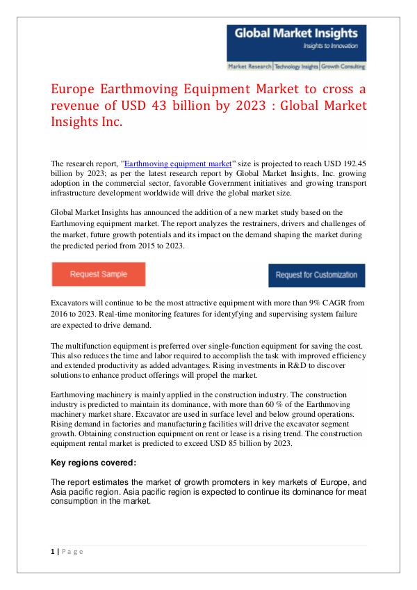 Earthmoving Equipment Market forecast PDF- Earthmoving Equipment Market