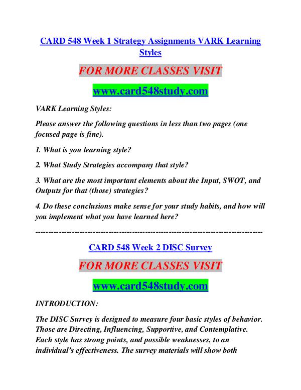 CARD 548 STUDY Career Begins/card548study.com CARD 548 STUDY Career Begins/card548study.com