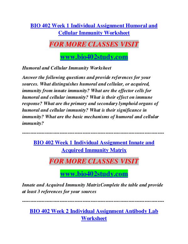 BIO 402 STUDY Career Begins/bio402study.com BIO 402 STUDY Career Begins/bio402study.com