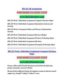 BIS 221 MENTOR Career Begins/bis221mentor.com