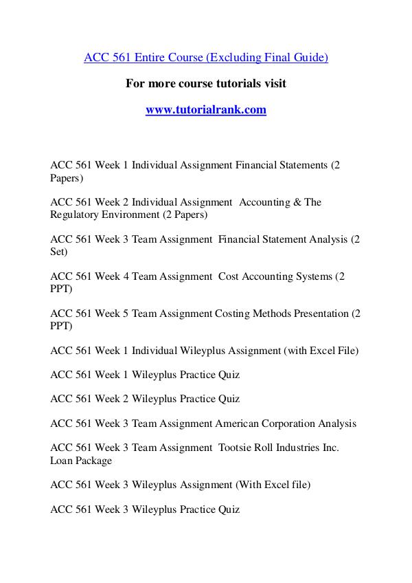 ACC 561 Course Great Wisdom / tutorialrank.com ACC 561 Course Great Wisdom / tutorialrank.com