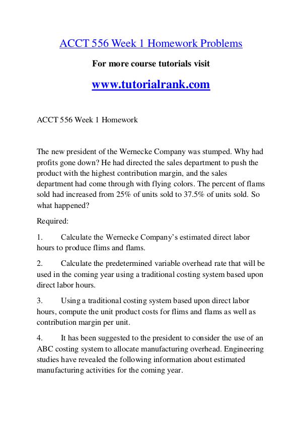 ACCT 556 Course Great Wisdom / tutorialrank.com ACCT 556 Course Great Wisdom / tutorialrank.com