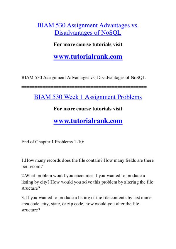 BIAM 530 Course Great Wisdom / tutorialrank.com BIAM 530 Course Great Wisdom / tutorialrank.com