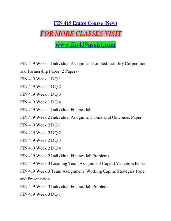 FIN 419 ASSIST Future Starts Here/fin419assist.com FIN 419 ASSIST Future Starts Here/fin419assist.com