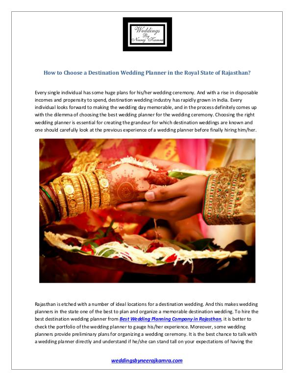 How to Choose a Destination Wedding Planner in the Royal State of Raj How to Choose a Wedding Planner for your Destinati