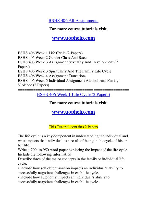 BSHS 406 Endless Education /uophelp.com BSHS 406 Endless Education /uophelp.com