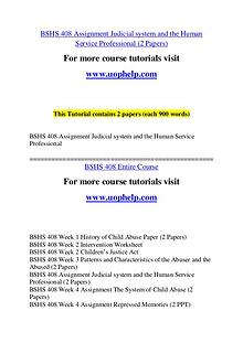 BSHS 408 Endless Education /uophelp.com