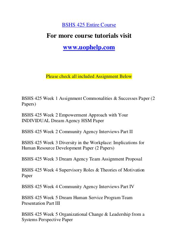 BSHS 425 Endless Education /uophelp.com BSHS 425 Endless Education /uophelp.com