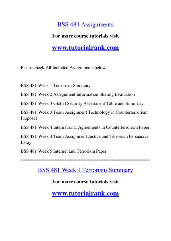 BSS 481 Course Great Wisdom / tutorialrank.com BSS 481 Course Great Wisdom / tutorialrank.com