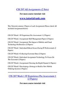 CIS 207 Course Great Wisdom / tutorialrank.com