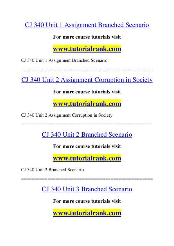 CJ 340 Course Great Wisdom / tutorialrank.com CJ 340 Course Great Wisdom / tutorialrank.com