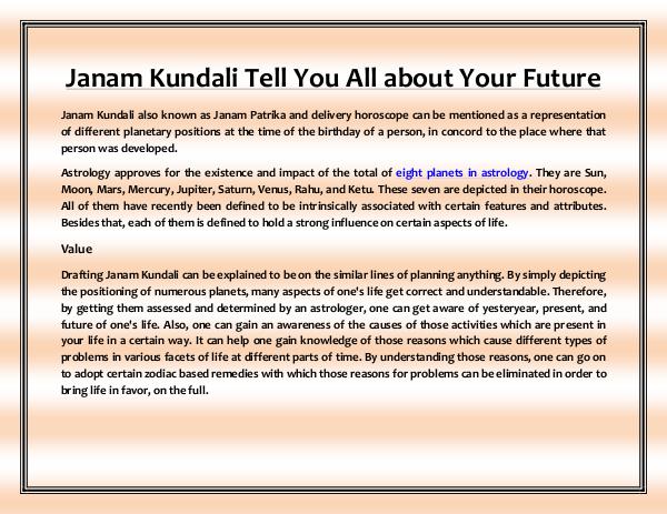 Janam Kundali Tell You All About Your Future fortunespeaks - key towards fortune