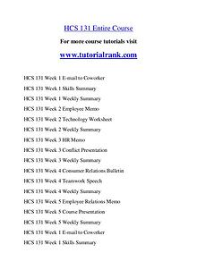 HCS 131 Course Great Wisdom / tutorialrank.com