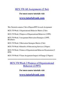 HCS 370 Course Great Wisdom / tutorialrank.com