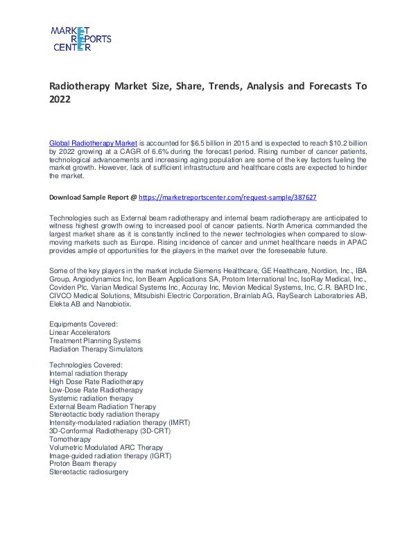 Radiotherapy Market Size, Share, Trends To 2021 Radiotherapy Market