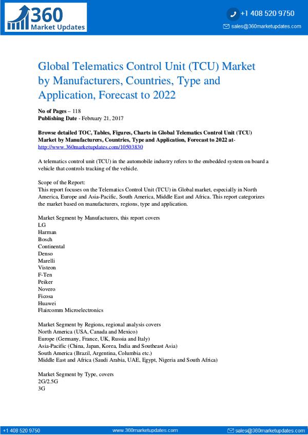 Telematics Control Unit (TCU) Market