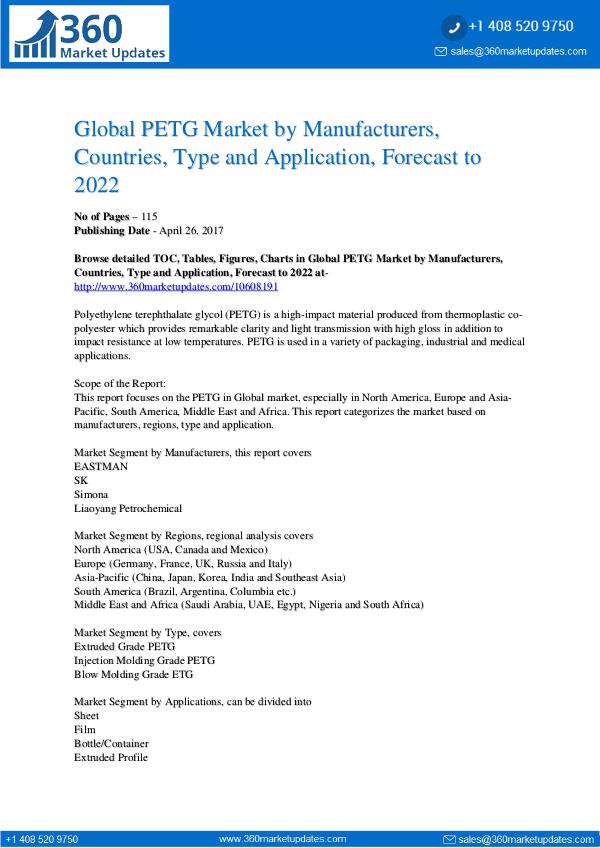 Reports- Polyethylene Terephthalate Glycol (PETG) Market