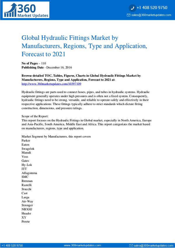 Reports- Hydraulic Fittings Market Outlook to 2022