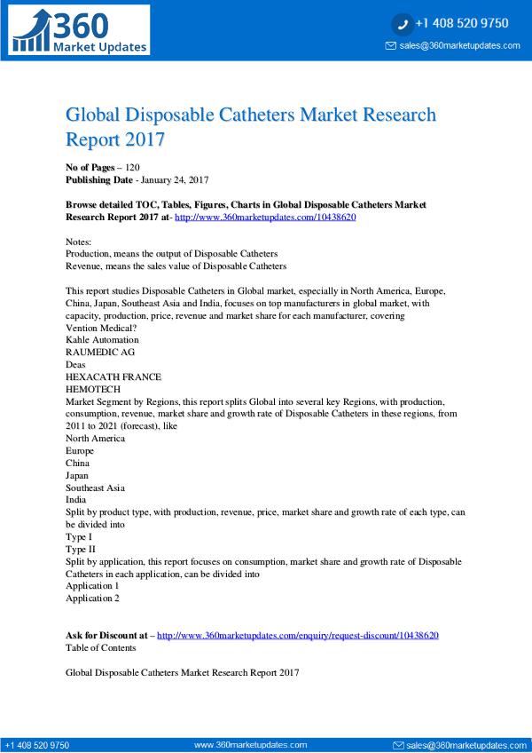 Reports- Disposable Catheters Market Research