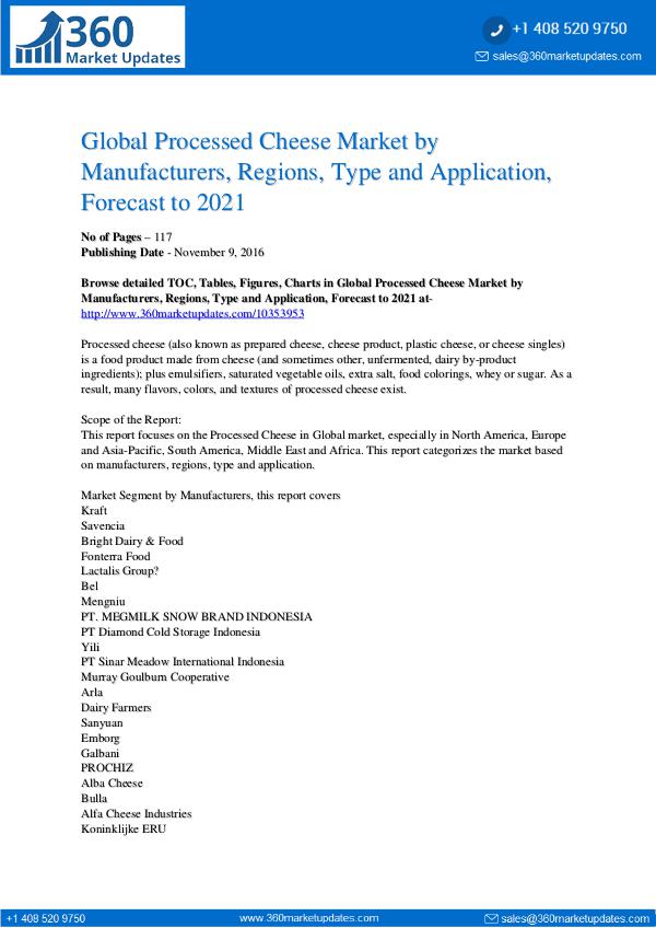 Processed Cheese Market Research