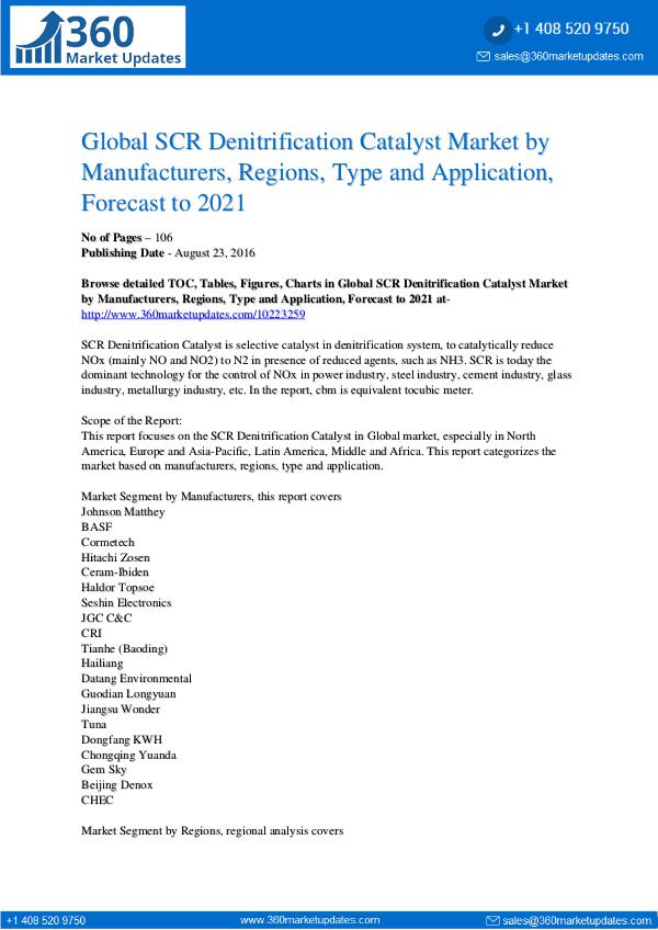 SCR Denitrification Catalyst Market Overview