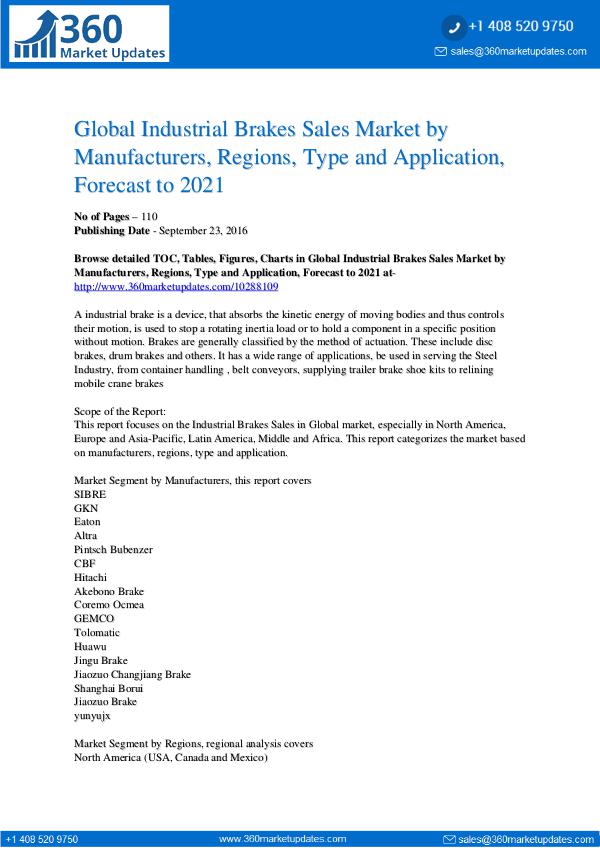 Industrial Brakes Market Development