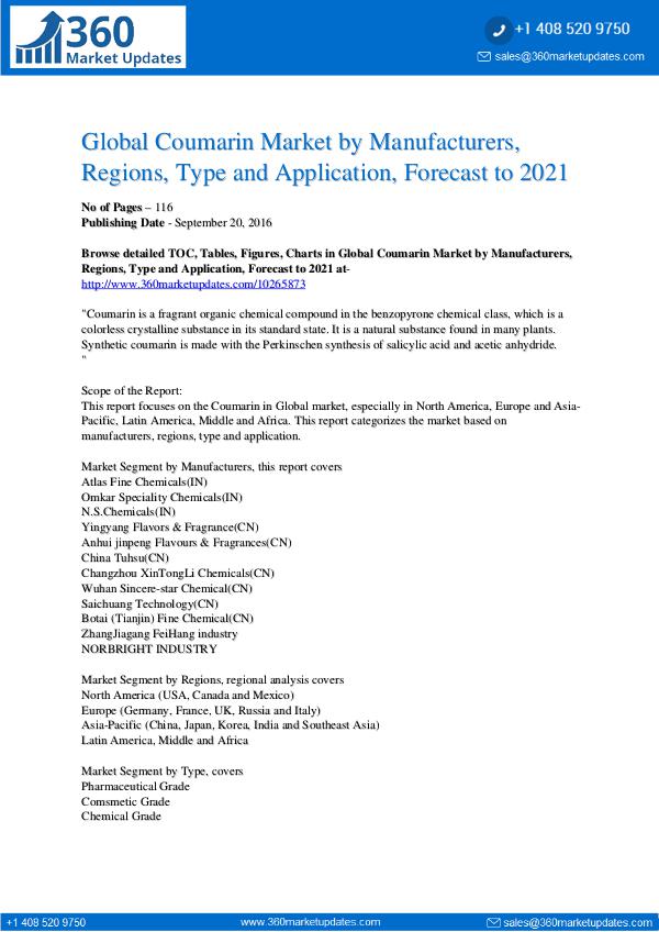 Reports- Coumarin Market Growth Analysis