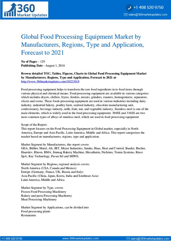 Food Processing Equipment Market Segmentation