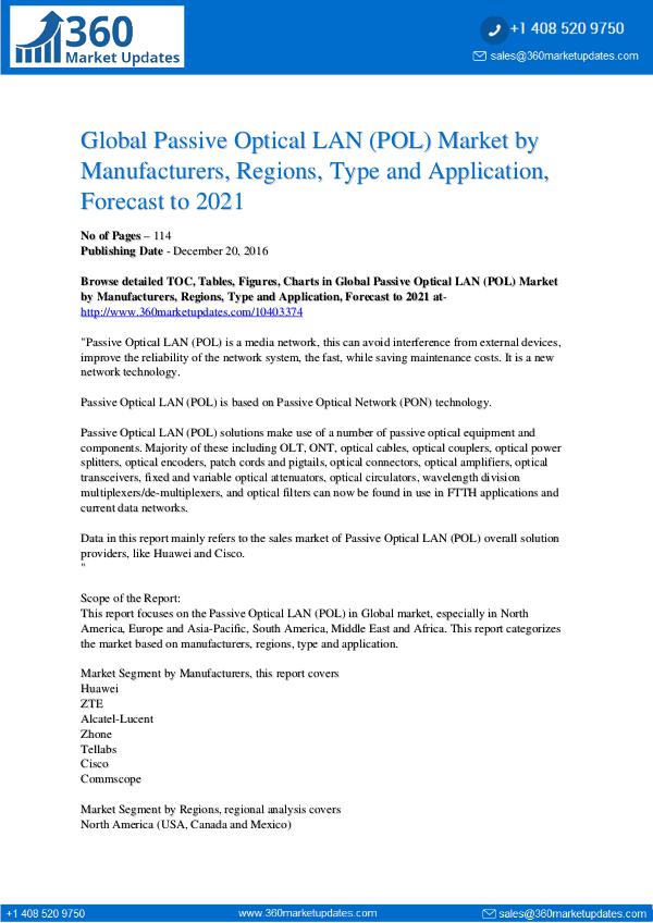 Reports- Passive Optical LAN Market Research