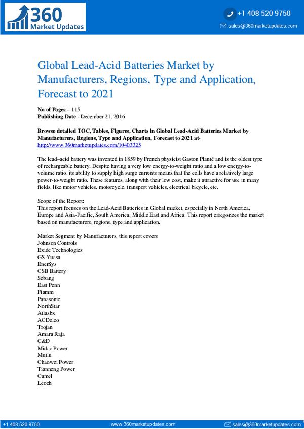 Reports- Lead Acid Batteries Market Segmentation