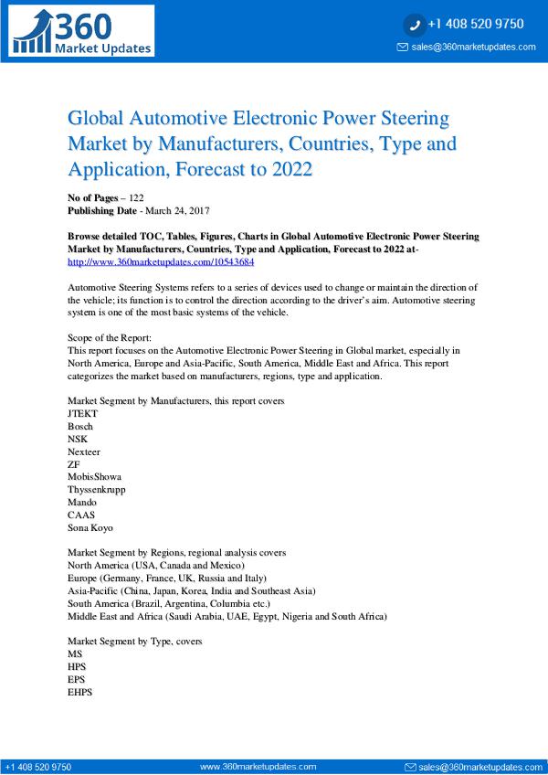 Automotive Electronic Power Steering Market