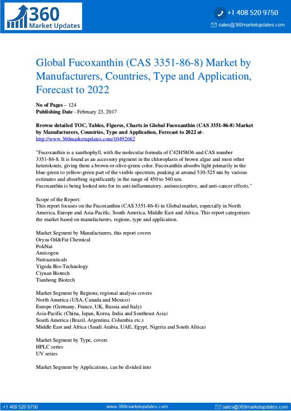 Fucoxanthin (CAS 3351-86-8) Market