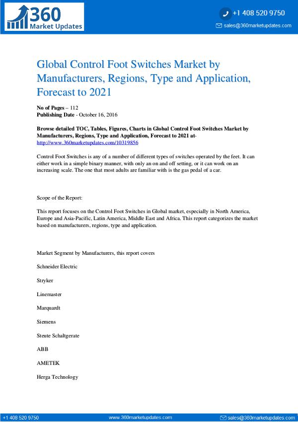 Control Foot Switches Market Segmentation