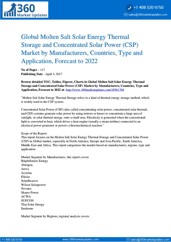 Reports- Molten Salt Solar Energy Thermal Storage