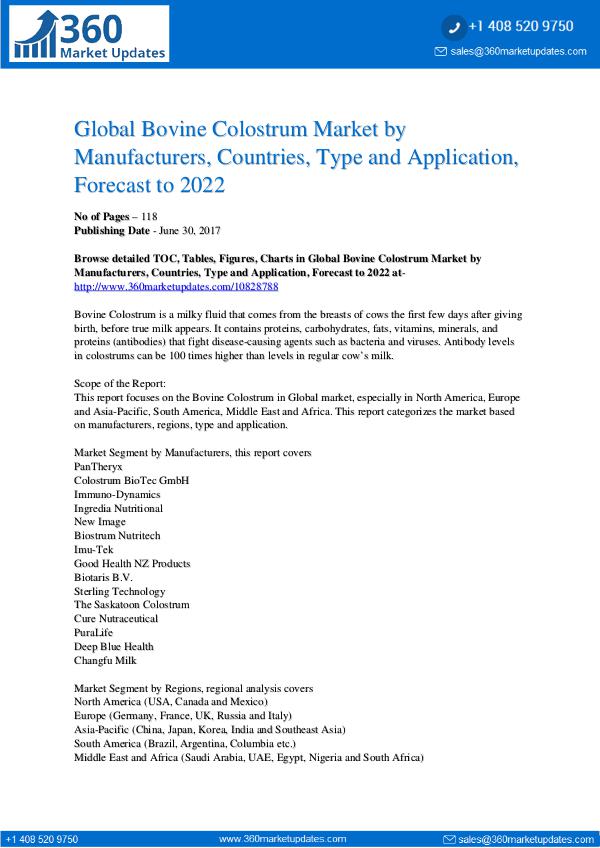 Reports- Bovine Colostrum Market Growth