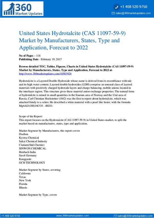 Hydrotalcite (CAS 11097-59-9) Market