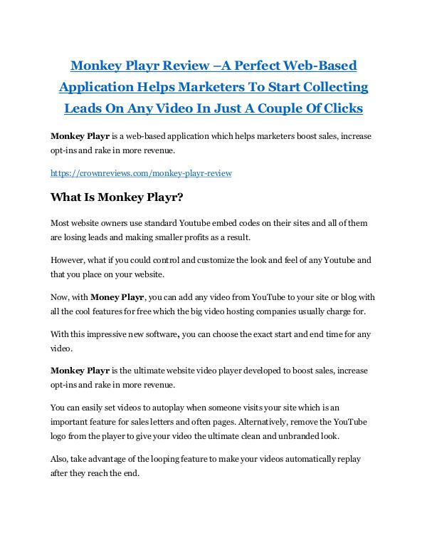 MARKETING Monkey Playr review - Monkey Playr (MEGA) $23,800