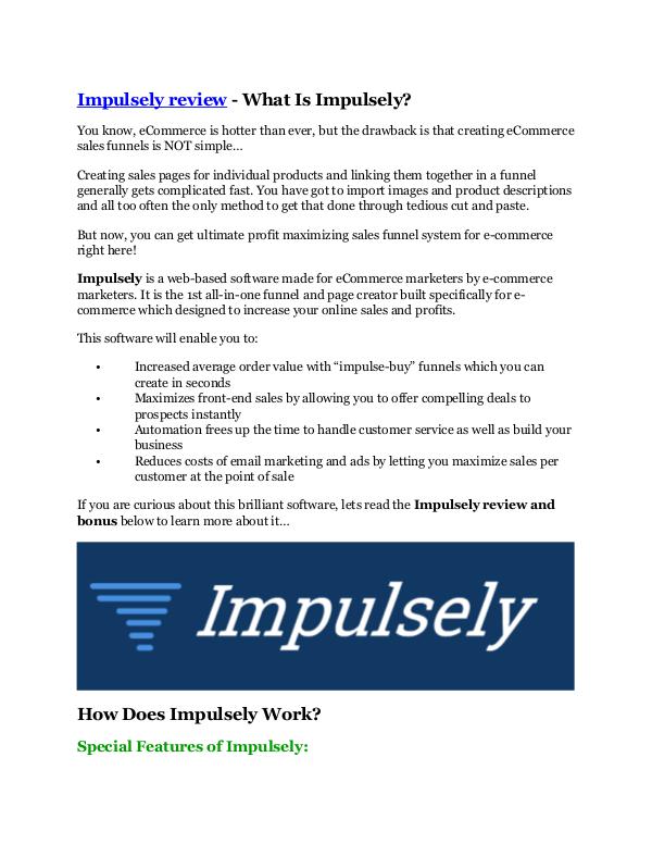 MARKETING Impulsely review in detail – Impulsely Massive bon