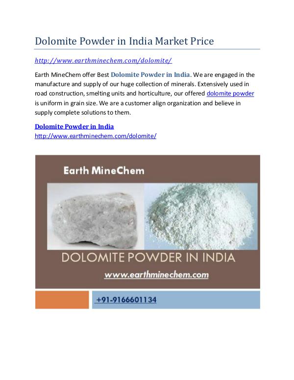 Supplier Dolomite Powder in india Dolomite Powder in India Market Price