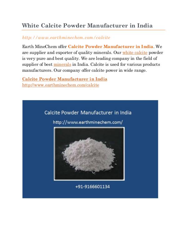 White Calcite Powder Manufacturer in India