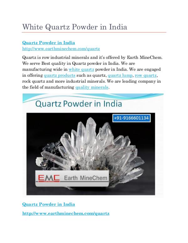 Quartz powder in India White Quartz Powder in India